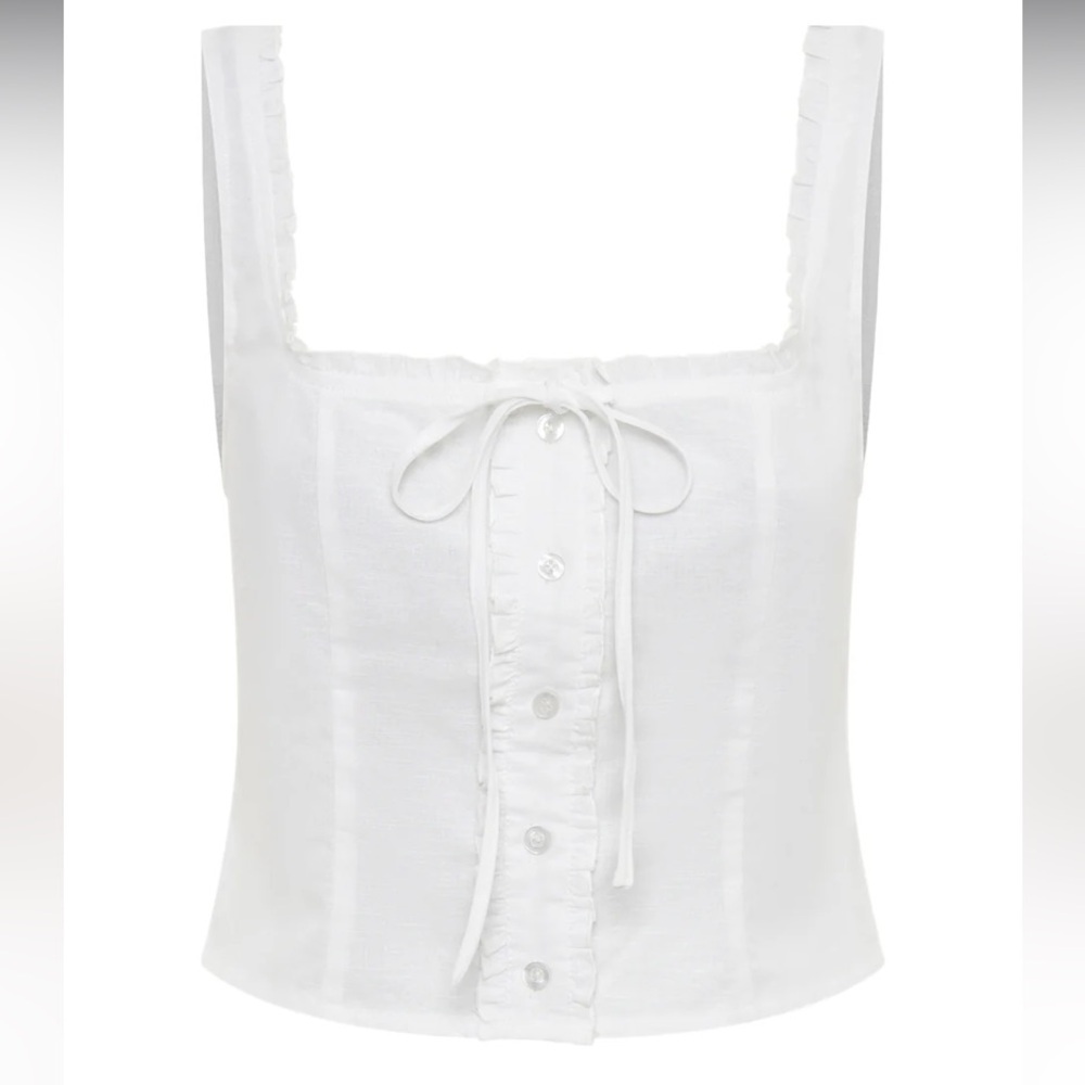 White Ruffled Crop Top - Picture 2 of 9